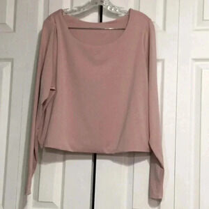 Lane Bryant dusty rose long sleeve crop top blouse shirt